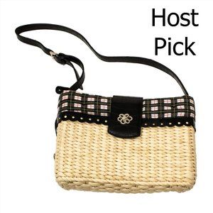 HP EUC Woven Straw and Plaid Shoulder Bag